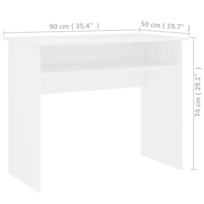 vidaXL Escritorio blanco de madera de ingeniería, escritorio pequeño rectangular moderno