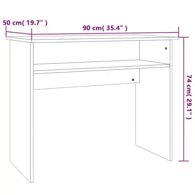 vidaXL Escritorio blanco de madera de ingeniería, escritorio pequeño rectangular moderno