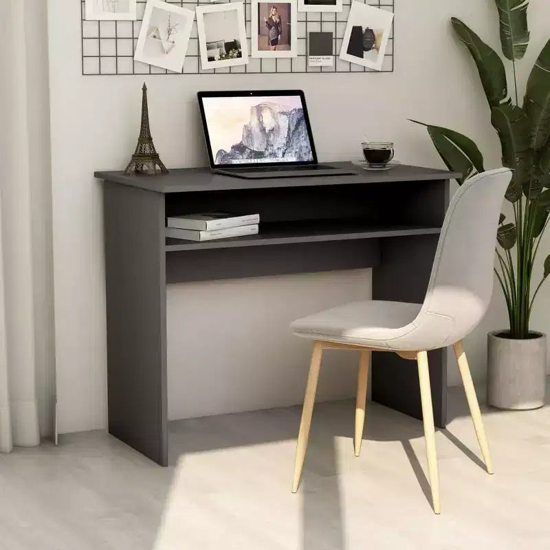 vidaXL Escritorio blanco de madera de ingeniería, escritorio pequeño rectangular moderno