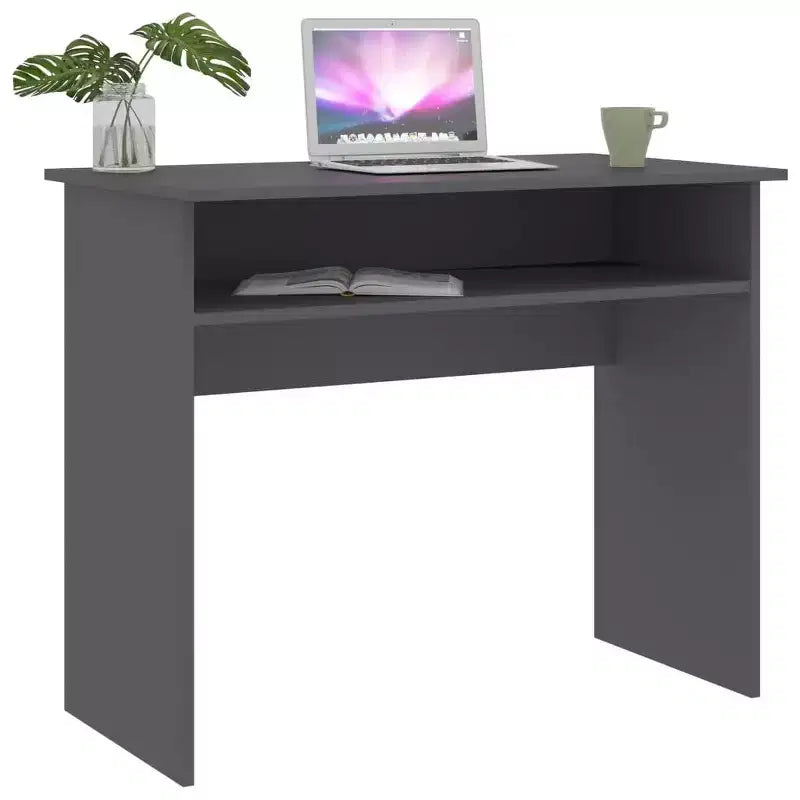vidaXL Escritorio blanco de madera de ingeniería, escritorio pequeño rectangular moderno