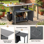 GDFStudio Louisa - Carrito Plegable para Preparación de Barbacoa al Aire Libre con Encimera de Acero Inoxidable