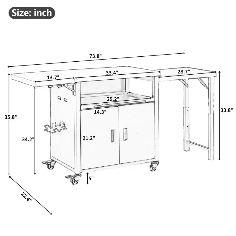 GDFStudio Louisa - Carrito Plegable para Preparación de Barbacoa al Aire Libre con Encimera de Acero Inoxidable
