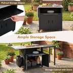 GDFStudio Louisa - Carrito Plegable para Preparación de Barbacoa al Aire Libre con Encimera de Acero Inoxidable