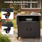 GDFStudio Louisa - Carrito Plegable para Preparación de Barbacoa al Aire Libre con Encimera de Acero Inoxidable