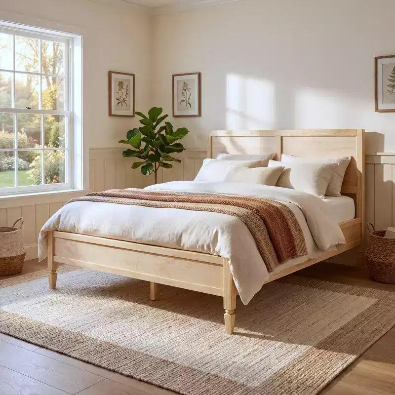 Base de cama Queen/King con cabecero de panel clásico - ModernLuxe