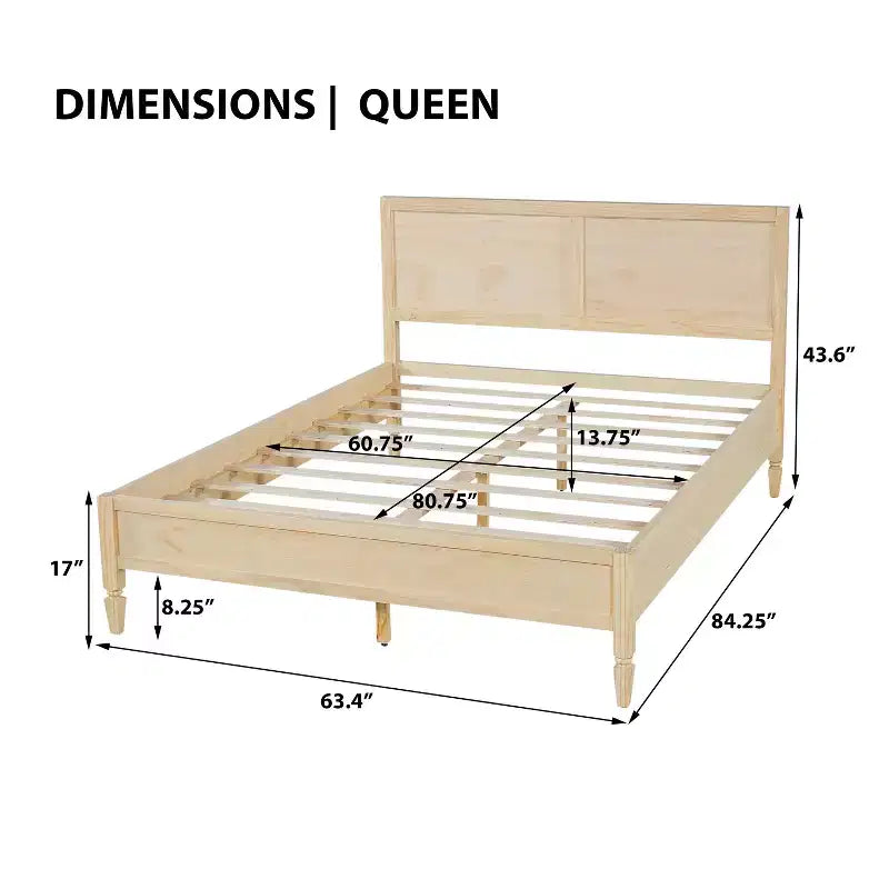 Base de cama Queen/King con cabecero de panel clásico - ModernLuxe