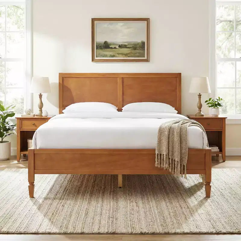 Base de cama Queen/King con cabecero de panel clásico - ModernLuxe