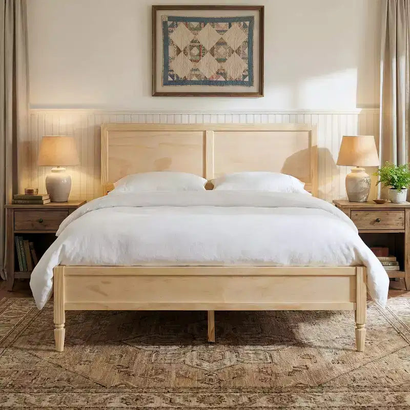 Base de cama Queen/King con cabecero de panel clásico - ModernLuxe