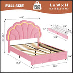 Estructura de cama tapizada con LED, con cajón de almacenamiento, cabecero chic ajustable, cama de plataforma de vellón bereber Princess para niños, soporte de madera, sin necesidad de somier