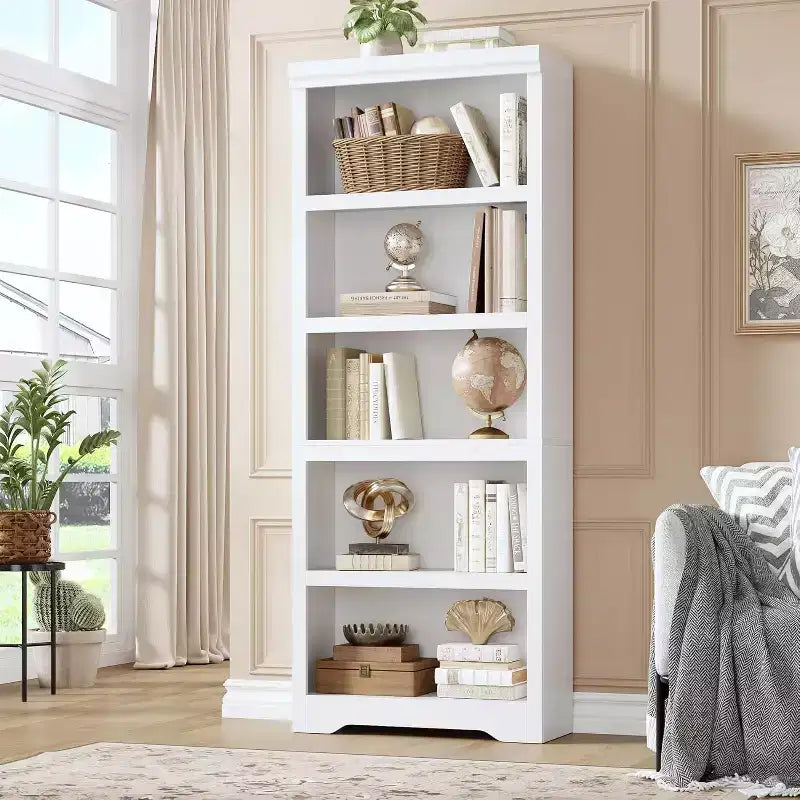 Estantería de 2/3/5/6 niveles, estantería de estilo rústico, 60/80 cm de ancho con estantes ajustables, estante de almacenamiento abierto con diseño antideslizante para oficina en casa
