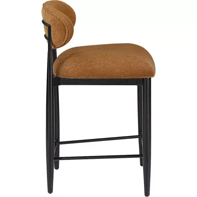 Meridian Furniture Riccio Taburete de mostrador de tela de rendimiento de hierro negro mate con acabado negro