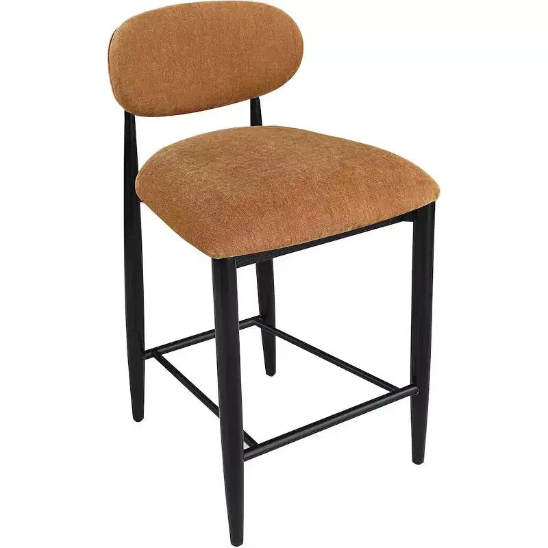 Meridian Furniture Riccio Taburete de mostrador de tela de rendimiento de hierro negro mate con acabado negro