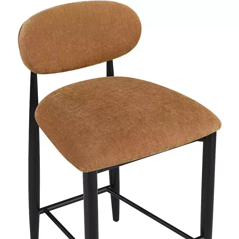 Meridian Furniture Riccio Taburete de mostrador de tela de rendimiento de hierro negro mate con acabado negro