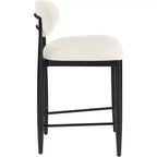 Meridian Furniture Riccio Taburete de mostrador de tela de rendimiento de hierro negro mate con acabado negro