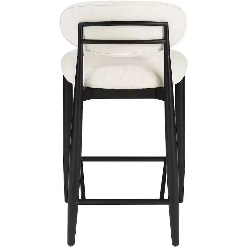 Meridian Furniture Riccio Taburete de mostrador de tela de rendimiento de hierro negro mate con acabado negro