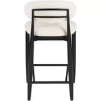 Meridian Furniture Riccio Taburete de mostrador de tela de rendimiento de hierro negro mate con acabado negro
