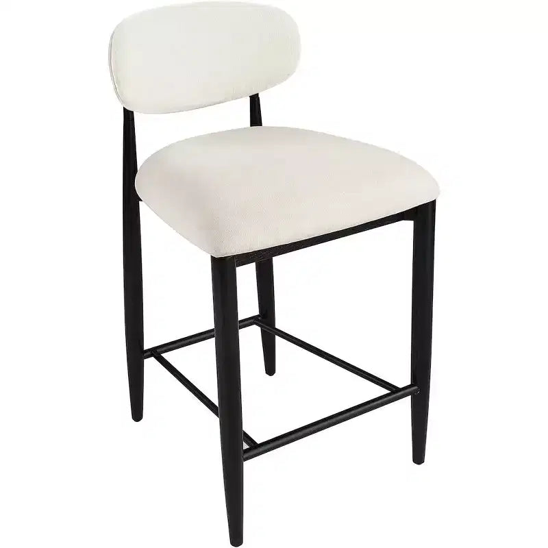 Meridian Furniture Riccio Taburete de mostrador de tela de rendimiento de hierro negro mate con acabado negro