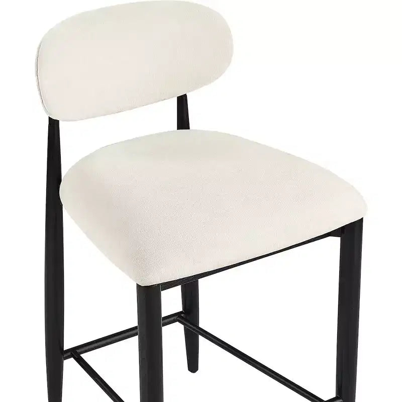 Meridian Furniture Riccio Taburete de mostrador de tela de rendimiento de hierro negro mate con acabado negro