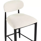 Meridian Furniture Riccio Taburete de mostrador de tela de rendimiento de hierro negro mate con acabado negro