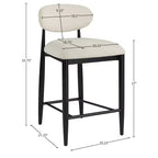 Meridian Furniture Riccio Taburete de mostrador de tela de rendimiento de hierro negro mate con acabado negro