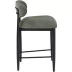 Meridian Furniture Riccio Taburete de mostrador de tela de rendimiento de hierro negro mate con acabado negro
