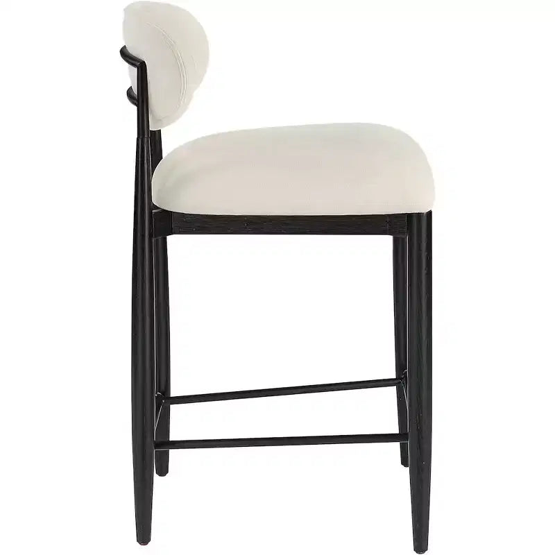 Meridian Furniture Riccio Taburete de mostrador de tela de rendimiento de hierro negro mate con acabado negro