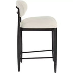 Meridian Furniture Riccio Taburete de mostrador de tela de rendimiento de hierro negro mate con acabado negro
