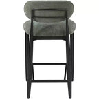 Meridian Furniture Riccio Taburete de mostrador de tela de rendimiento de hierro negro mate con acabado negro