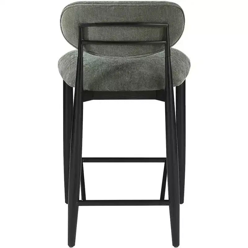 Meridian Furniture Riccio Taburete de mostrador de tela de rendimiento de hierro negro mate con acabado negro