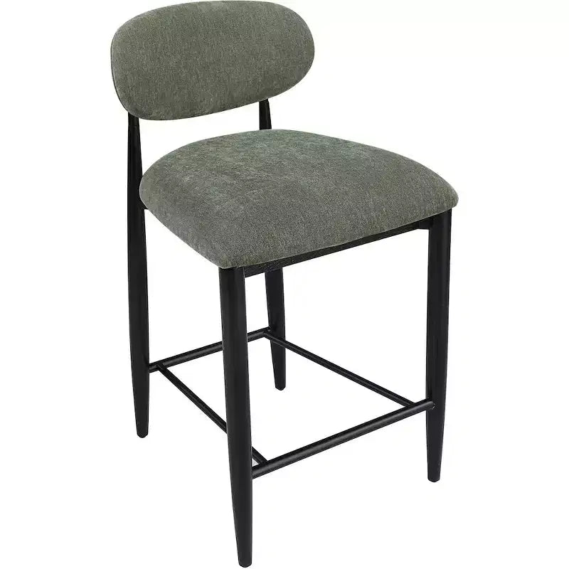 Meridian Furniture Riccio Taburete de mostrador de tela de rendimiento de hierro negro mate con acabado negro