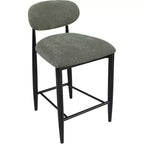 Meridian Furniture Riccio Taburete de mostrador de tela de rendimiento de hierro negro mate con acabado negro