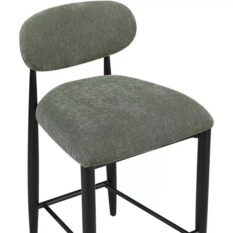 Meridian Furniture Riccio Taburete de mostrador de tela de rendimiento de hierro negro mate con acabado negro