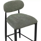 Meridian Furniture Riccio Taburete de mostrador de tela de rendimiento de hierro negro mate con acabado negro