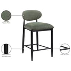 Meridian Furniture Riccio Taburete de mostrador de tela de rendimiento de hierro negro mate con acabado negro