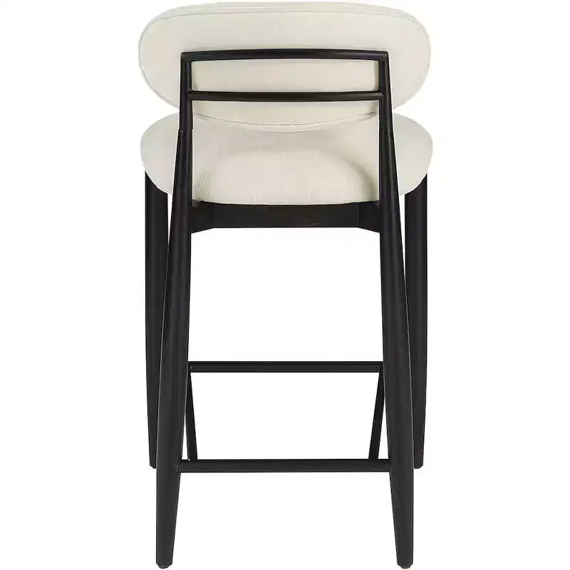 Meridian Furniture Riccio Taburete de mostrador de tela de rendimiento de hierro negro mate con acabado negro