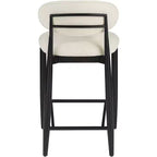 Meridian Furniture Riccio Taburete de mostrador de tela de rendimiento de hierro negro mate con acabado negro