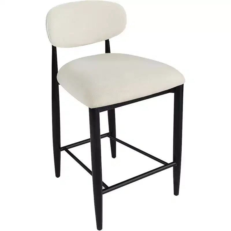 Meridian Furniture Riccio Taburete de mostrador de tela de rendimiento de hierro negro mate con acabado negro