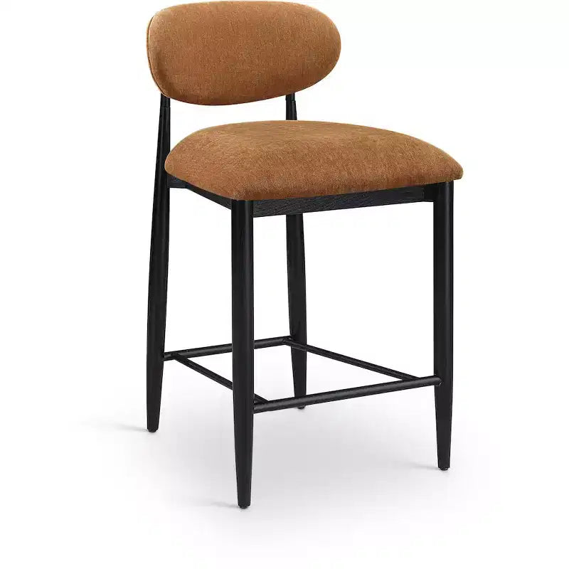 Meridian Furniture Riccio Taburete de mostrador de tela de rendimiento de hierro negro mate con acabado negro