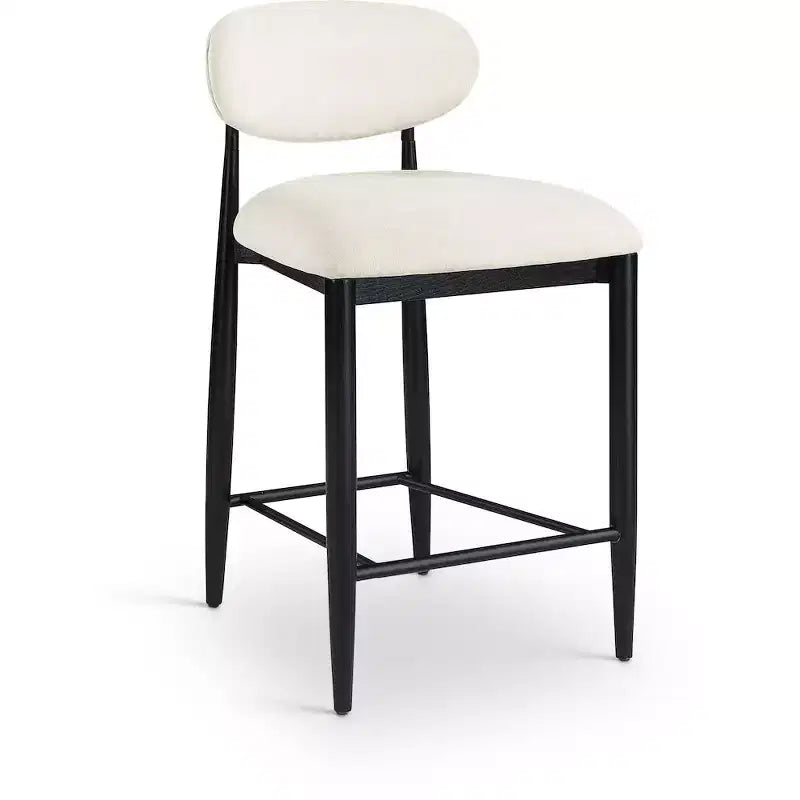 Meridian Furniture Riccio Taburete de mostrador de tela de rendimiento de hierro negro mate con acabado negro