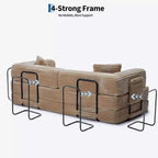 Sofá Cama Convertible 5 en 1 de 80.7", Sofá Plegable de Pana con Almacenamiento, 4 Marcos y 2 Almohadas, Sin Montaje, Ahorra Espacio para el Hogar y el Dormitorio, Beige