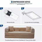 Sofá Cama Convertible 5 en 1 de 80.7", Sofá Plegable de Pana con Almacenamiento, 4 Marcos y 2 Almohadas, Sin Montaje, Ahorra Espacio para el Hogar y el Dormitorio, Beige