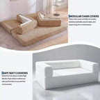 Sofá Cama Convertible 5 en 1 de 80.7", Sofá Plegable de Pana con Almacenamiento, 4 Marcos y 2 Almohadas, Sin Montaje, Ahorra Espacio para el Hogar y el Dormitorio, Beige