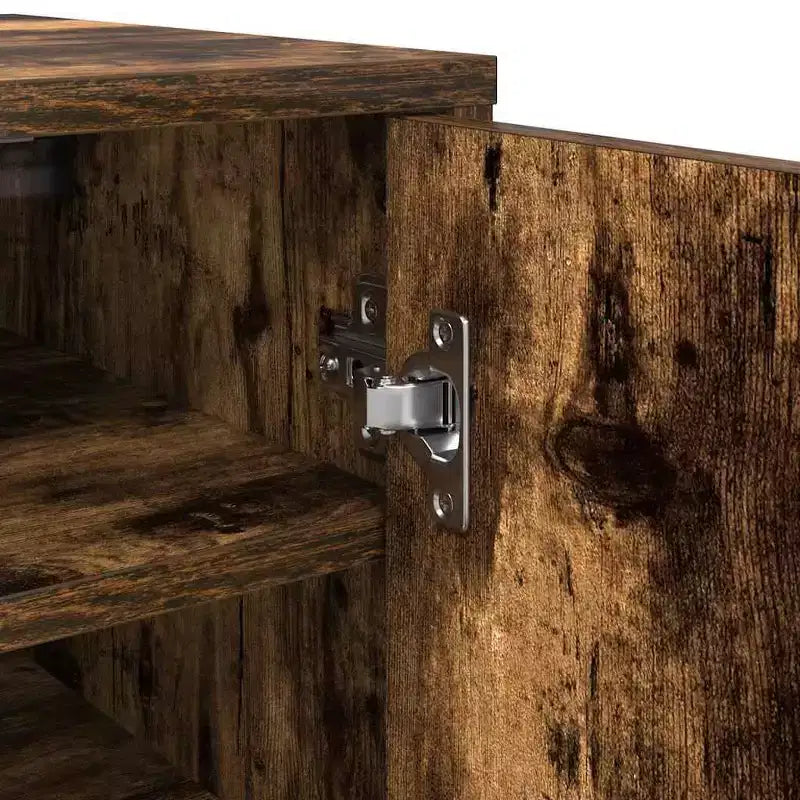 vidaXL Zapatero de madera de ingeniería color roble ahumado Zapatero mediano