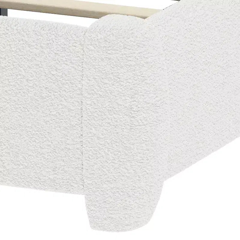 Cama Plataforma Tapizada GDFStudio Cloudmere Moden Boucle con Cabecero Curvo Ajustable