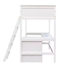 Cama alta moderna individual Luxystar con escritorio integrado y estantes de almacenamiento,