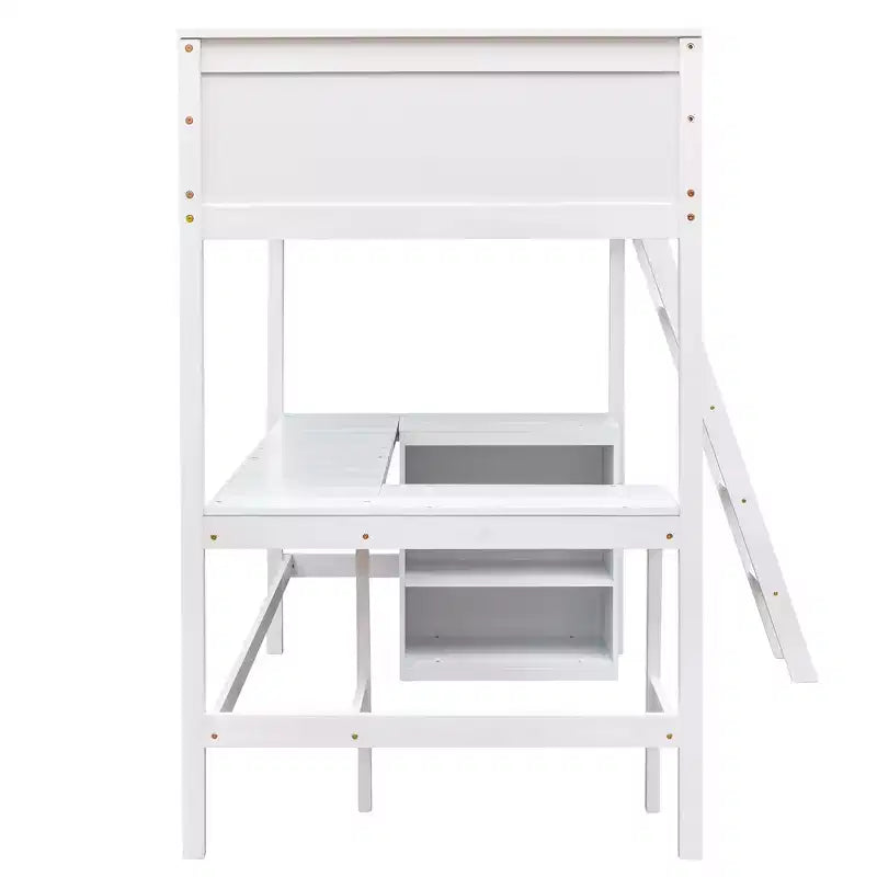 Cama alta moderna individual Luxystar con escritorio integrado y estantes de almacenamiento,