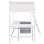 Cama alta moderna individual Luxystar con escritorio integrado y estantes de almacenamiento,