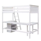 Cama alta moderna individual Luxystar con escritorio integrado y estantes de almacenamiento,