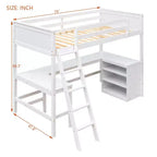 Cama alta moderna individual Luxystar con escritorio integrado y estantes de almacenamiento,
