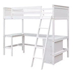 Cama alta moderna individual Luxystar con escritorio integrado y estantes de almacenamiento,